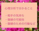30の質問と心理学で、お相手様の気持ちを分析します 旧帝大卒、心理学に詳しいカウンセラーが復縁をサポートします イメージ2