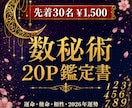 先着30名¥1,500：数秘術20P本格鑑定します ピナクル・9年サイクル・月運完備の本格PDF鑑定書 イメージ1