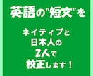 英語”短文”の校正をネイティブの夫と二人で致します 英語の文章でお困りのあなたに、私たち夫婦が力になります！ イメージ1