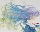 優しく温かみのあるファンタジーなイラストを描きます 透明水彩で優しく温かみのある横顔のイラスト。 イメージ1