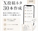 X投稿ネタ30本を作成します 投稿に迷わない発信テーマを整理します イメージ1