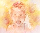 思い出の写真を水彩風に作成します お子様やご家族、ペット等の似顔絵を描かせていただきます。 イメージ1