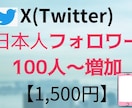 X(ツイッター日本人100人フォロワー増加させます 日本人アクティブユーザーのフォロワー増加！！ イメージ1