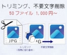 面倒なトリミング、不要文字削除を代行します お客様には本来業務に専念頂けるよう、画像整形作業を代行します イメージ1