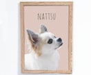 ペット似顔絵｜額縁付可｜お急ぎ可｜イラストにします 猫・犬・爬虫類等リアルでおしゃれなペット似顔絵｜ラッピング可 イメージ1