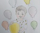 優しいタッチの水彩画似顔絵描きます 水彩絵の具と水彩色鉛筆を使い優しい感じの似顔絵を制作します イメージ1