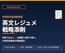外資勤務のネイティブがレジュメ・CV添削します 外資系内定実績多数│学歴不問の戦略設計でJD攻略 イメージ1