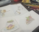 色鮮やかで美味しそうなお料理・デザートを描きます 過去にカフェやレストランのメニューの挿絵に採用された経験有 イメージ3