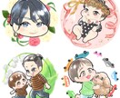 かわいい水彩タッチの似顔絵描きます 水彩風な似顔絵でふんわりとした雰囲気の印象に イメージ1