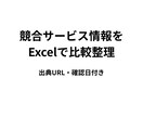 競合サービス情報を出典付きExcelで整理します 料金・特徴を見比べやすい一覧表にまとめます イメージ1