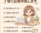 初心者ですが丁寧に記事作成します 読みやすさを大切に丁寧な記事を作成します イメージ1