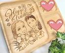 電熱ペンで結婚祝いの似顔絵プレート作ります ウッドバーニングで二人の似顔絵プレートでお祝いを！ イメージ2