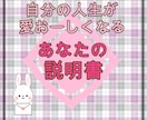 自分の人生が愛おしくなるあなたの説明書をお渡します 人の価値観で生きて苦しむより、自分の価値観で生きたいあなたへ イメージ4