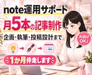 note運用サポート｜月5本の記事制作を代行します 企画・執筆・投稿計画まで1か月伴走します！ イメージ1