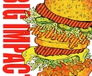 食品をポップに美味しそうに描きます キャッチーで目を引く食べ物イラストに仕上げます イメージ4
