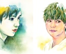 手描き水彩で似顔絵をお描きします SNSのプロフィール画像やアイコン用に イメージ3