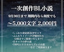 一次創作BL小説執筆します 日常、ほのぼの、甘めのBL小説を期間限定価格で執筆します イメージ1
