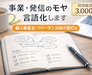 事業や発信のモヤモヤを1時間で言語化します 頭の中を整理し次の一手を明確に イメージ1