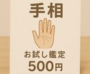 お試し鑑定！ワンコインで手相します ほんとに当たるの？気になったらまずは試してみて。 イメージ1