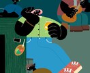 音楽聴いてビール飲んで楽しくなるイラスト描きます この変なキャラがのんびりと登場するイラストです。 イメージ3