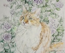 水彩色鉛筆で愛犬愛猫愛鳥の可愛いイラスト描きます 色とりどりのお花に囲まれ庭園にいるような優しい雰囲気の画風。 イメージ5