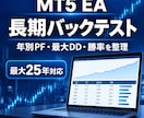 MT5のEAを長期バックテストしますます 年別PF・最大DD・勝率まで見やすく整理 イメージ1