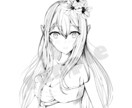 線画の可愛い女の子描きます 漫画風タッチ黒一色のオリキャラ制作 イメージ4