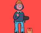 ポップなキャラクターのアイコンを制作します あなたの趣味をイラストで表現しましょう！ イメージ1