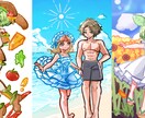 男、ペア画も可！キャライラスト・立ち絵を描きます ポップでやわらかい絵柄でかわいさアピール！ イメージ2