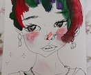 線画とヘアカラーで女の子絵ﾎﾟｽﾄｶｰﾄﾞ描きます 黒線の線画にヘアカラーをアクセントにした画風ｼﾘｰｽﾞです. イメージ2