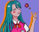 お洒落なアイコン描きます 派手な色使い、表情豊かなアイコン制作します！ イメージ2
