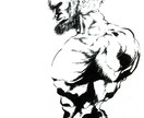 筆ペン又は筆ペン調のなんか絵+αを描きます 某アニメ会社の偉い人に勿体ないくらい面白い絵と評価頂きました イメージ5