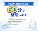 DX担当者の悩み60分で整理します 「何をすればいいか分からない」を60分で解消します。 イメージ1