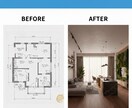 図面を3D化して理想の家具レイアウトを提案します 手書き図面もOK！プロがSketchUpで正確に再現します イメージ1