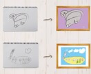 お子様のお絵描きで世界に一つのアート作品を作ります プレゼントやポストカード、お子様の日々の成長記録として。 イメージ2