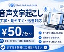音声・動画を丁寧に文字起こしします 会議・インタビューも対応、ケバ取り・素起こし・話者分けOK イメージ1