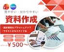 成果につながる資料を作成します 見やすさと伝わりやすさを重視し、目的に合った資料に仕上げます イメージ1