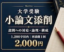 大学受験の小論文を論理と構成から添削します 1,200字以内。設問への対応を確認、再添削１回付き イメージ1
