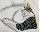 ペットの猫ちゃんの絵描きます 水彩絵の具で味のある猫の絵を描きます イメージ1