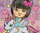 最短翌日発送！可愛い水彩画似顔絵描きます 素早く納品★可愛くてカラフルでキラキラ背景似顔絵！ イメージ3