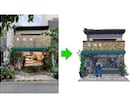 商店街や街並みを温かみのあるイラストにします 写真からノスタルジックな街角に イメージ1