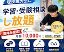 夏休みに東大生が学生や受験生の学習相談に乗ります 一回1500円　月額一万円で何回でも！ イメージ1