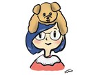 個性的！オーナー様の頭に乗せたうちの子を描きます ユニークな似顔絵がお好みの方へ　お子様のネームタグにも イメージ1