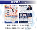学習塾・教室の生徒募集チラシデザインを作成します 保護者に伝わる構成をご提案｜箇条書きメモ・写真なしで相談OK イメージ3