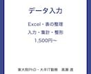 データ入力｜Excelの表整理も正確に行います 大手IT勤務｜入力・集計・表の整形を丁寧に イメージ1