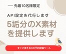 先着10名様限定：5垢分のX素材を提供します すぐに使えるXの予約投稿ツールのAPI設定を代行します イメージ1