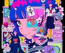 目を引くポップでオシャレな一枚絵作成します ジャケット/装画/広告/ポスター/MVなどにおすすめ！ イメージ2