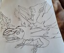 オリジナルモンスターを描いています 雷光を身に纏い、鋭い牙と、鋭い鍵爪がある怪獣 イメージ1