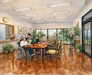 手描き建築内観パース（手書き）制作します 住宅・店舗のインテリアパースをあたたかく魅せる手描き表現 イメージ6