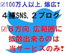 爆広❢100万へ4種ＳＮＳ,ブログ２つで宣伝します ❢範囲果てしなき❢８方向よりあなたのブログ/事業を丁寧に拡散 イメージ1